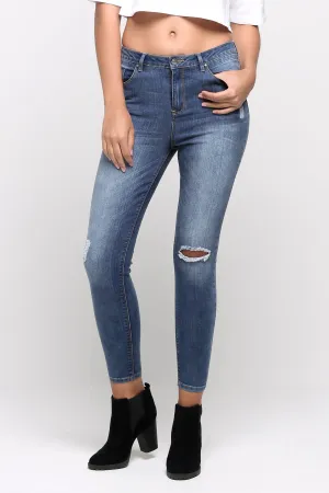 Super High Waist Skinny Jeans With Ripped Detail