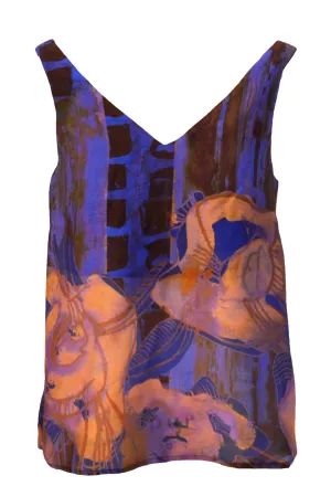 V-neck Top Orange Flowers