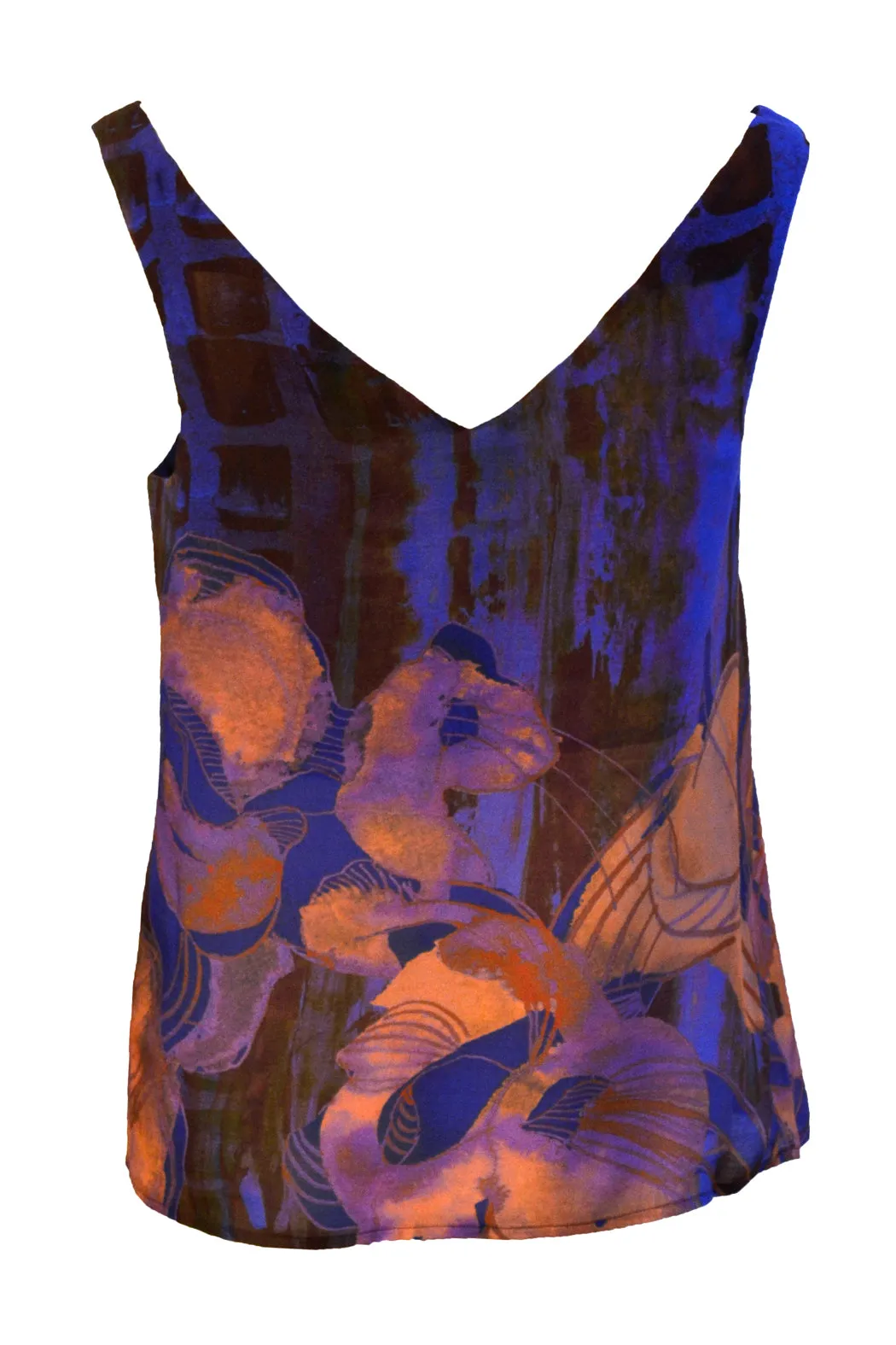 V-neck Top Orange Flowers
