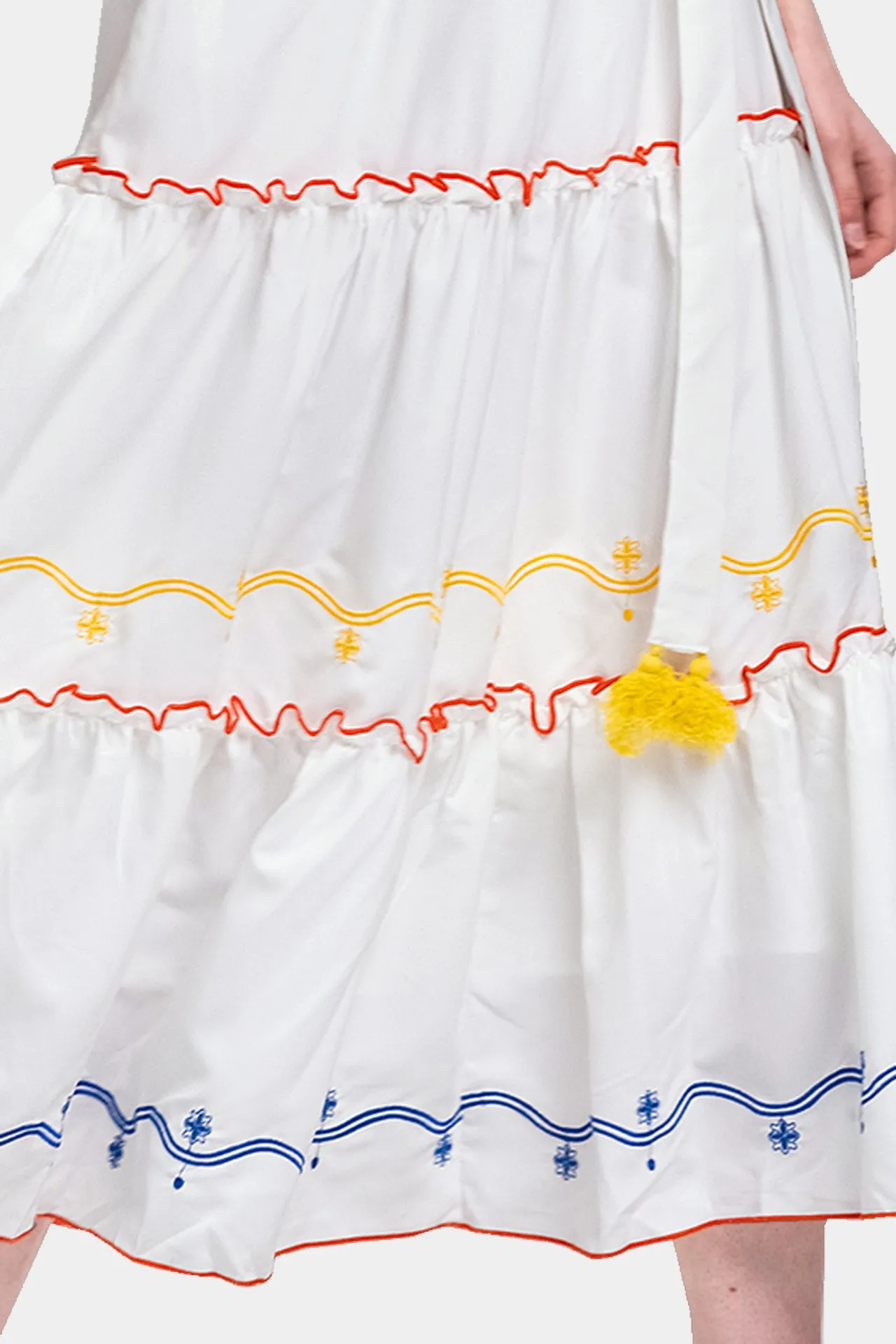 White Long Ruffle Dress for Women