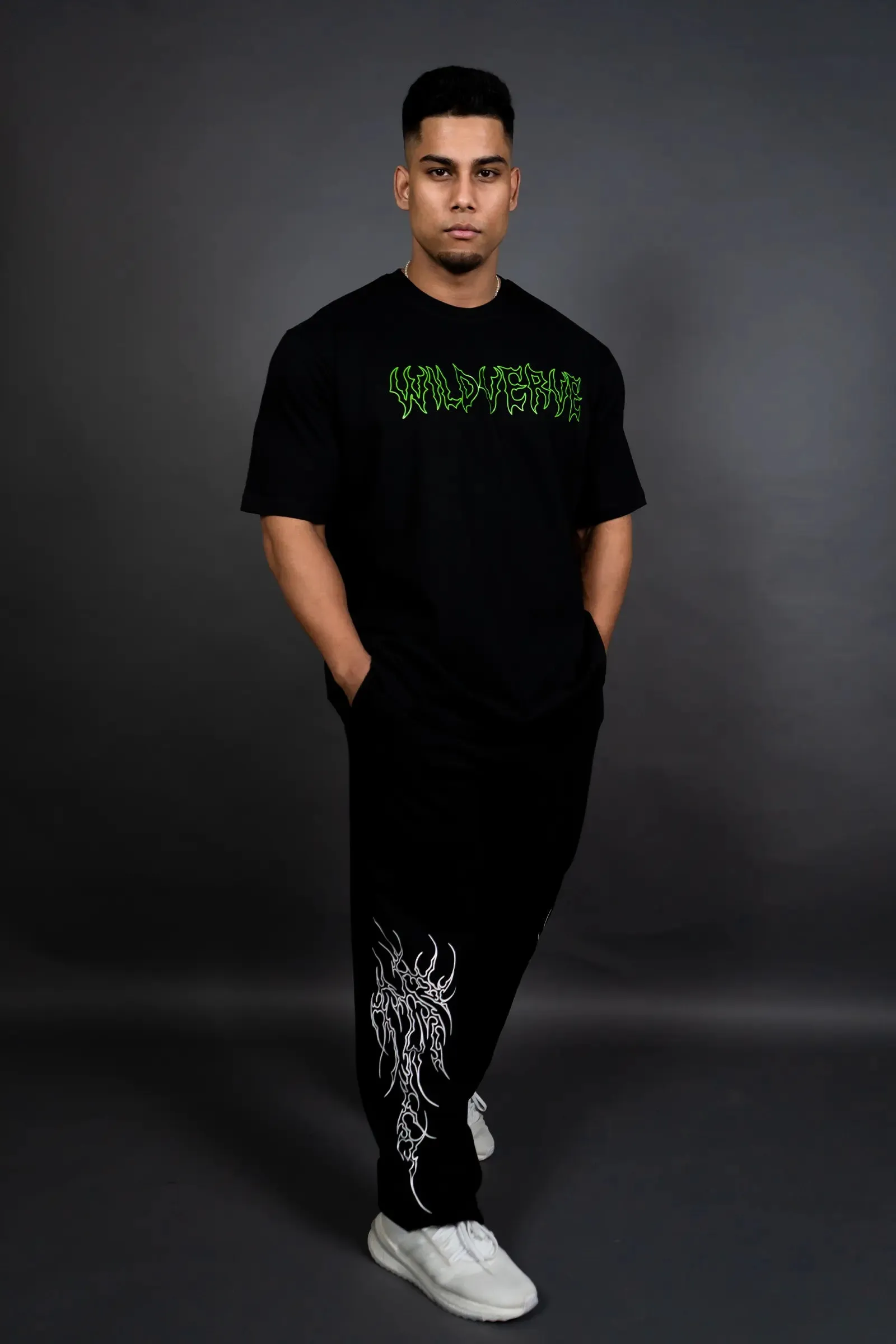 WINGED VERVE IMPACT OVERSIZED T-SHIRT (BLACK GREEN)