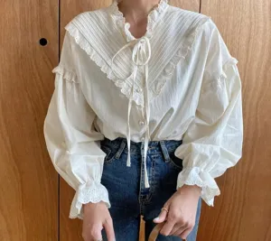 Women Loose Blouses | Chiffon Blouse Shirt | Women Casual Top | Lantern Sleeve Blouse | Women Elegant Top | Blouse |Korean Style Top