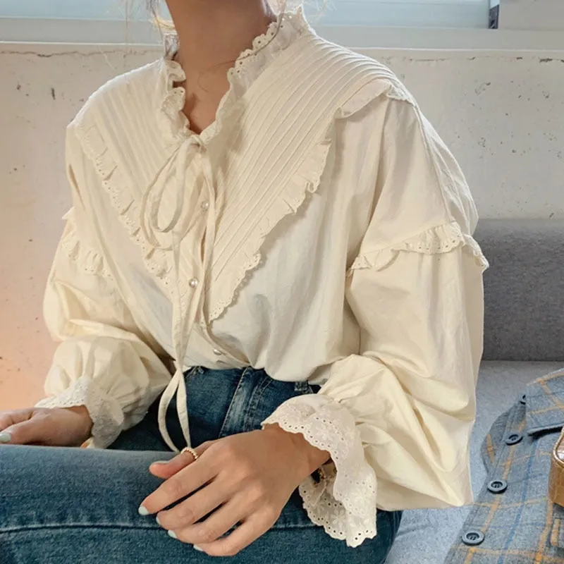Women Loose Blouses | Chiffon Blouse Shirt | Women Casual Top | Lantern Sleeve Blouse | Women Elegant Top | Blouse |Korean Style Top