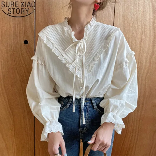 Women Loose Blouses | Chiffon Blouse Shirt | Women Casual Top | Lantern Sleeve Blouse | Women Elegant Top | Blouse |Korean Style Top