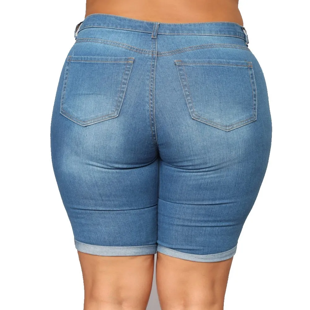 Women Plus Size Ripped Frayed Casual Denim