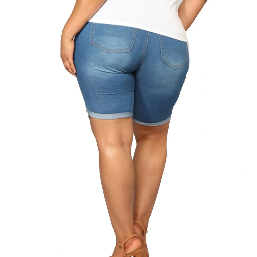 Women Plus Size Ripped Frayed Casual Denim