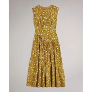 Women Wmd-Oleysa-Asymmetric Printed Midi Dress - Dk-Orange