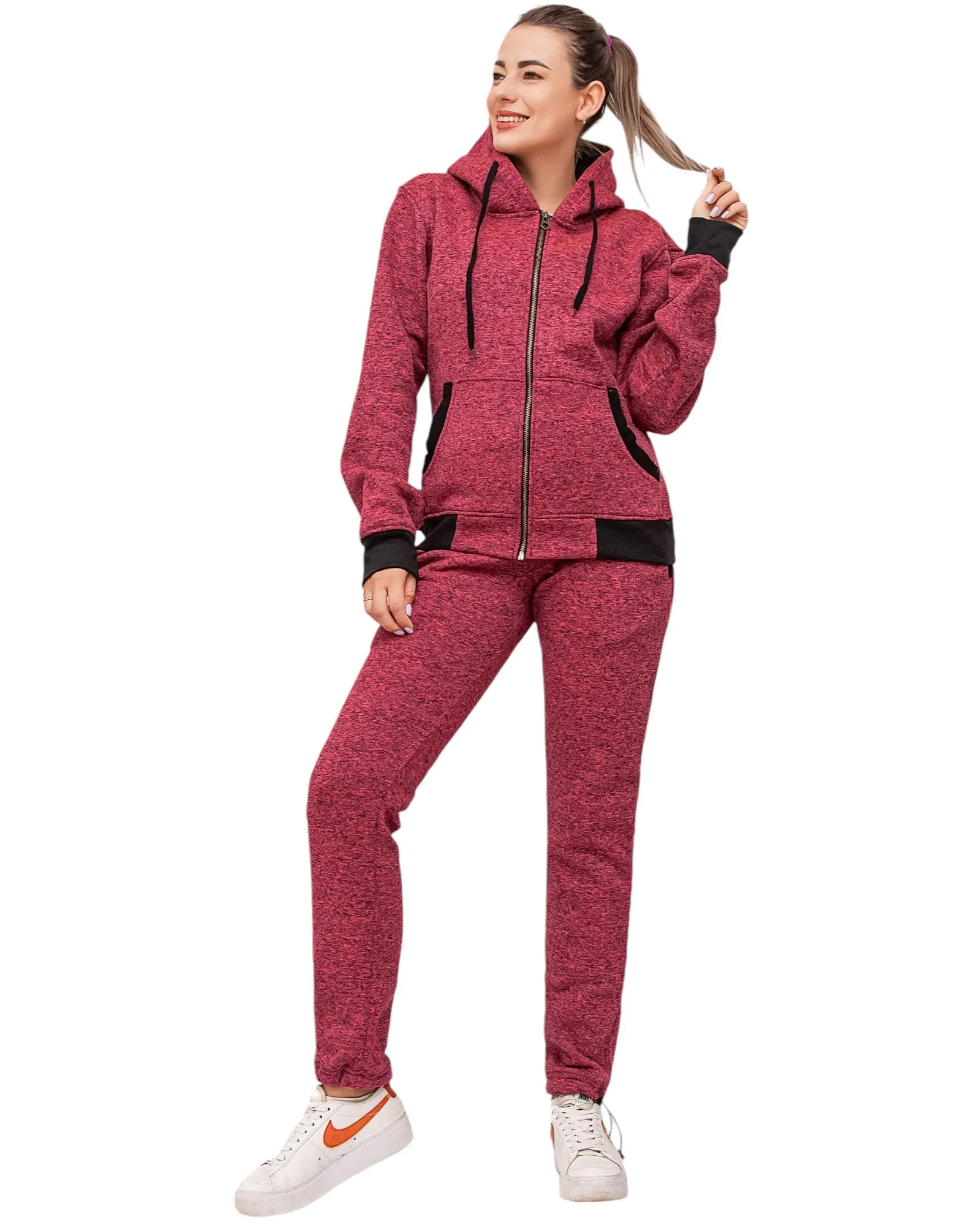 Women’s Flora zip up Soft fleece Hoodie Sweatshirt with Sweatpants