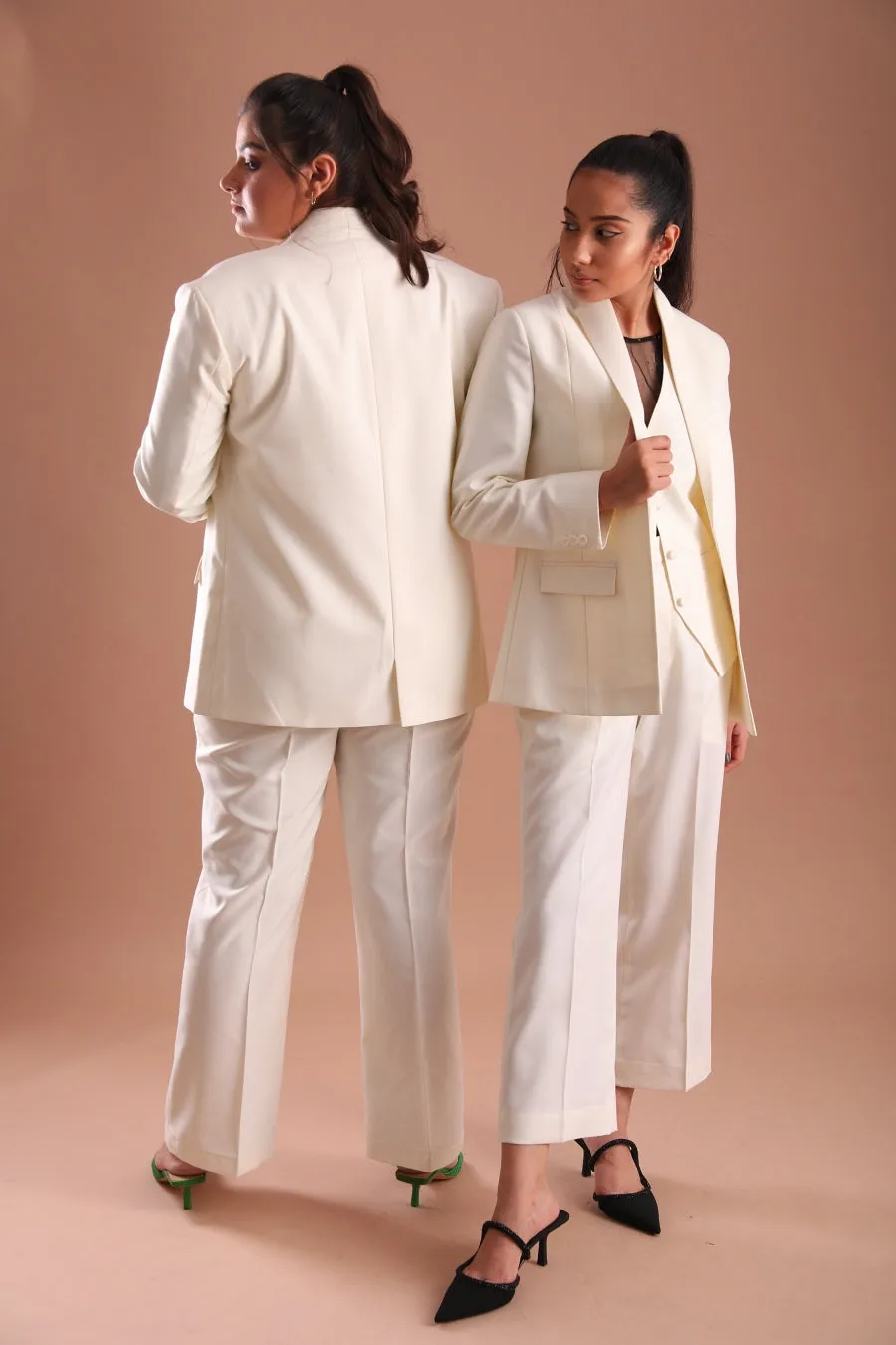Women's Formal  Statement White Three Piece Suit