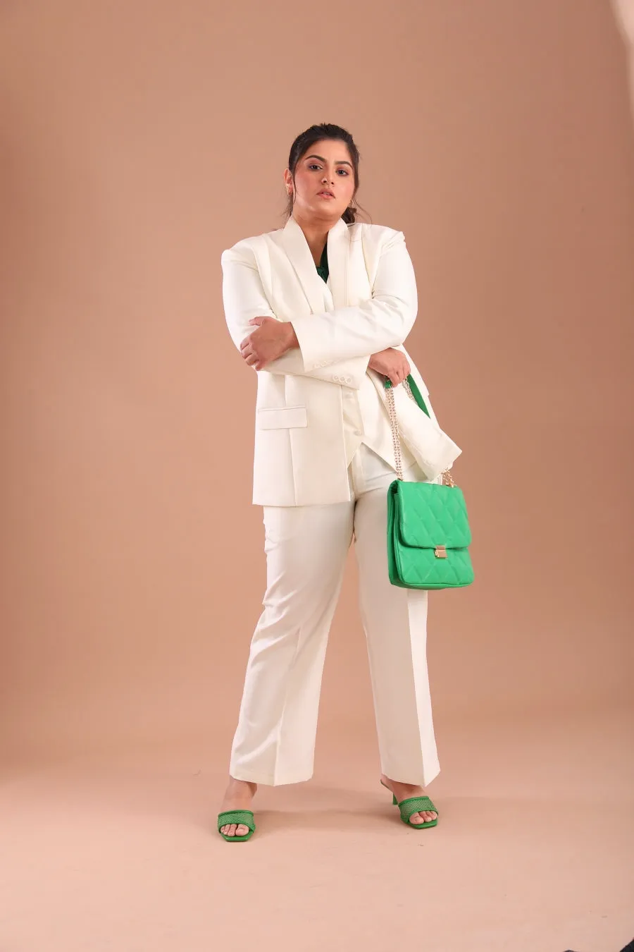 Women's Formal  Statement White Three Piece Suit
