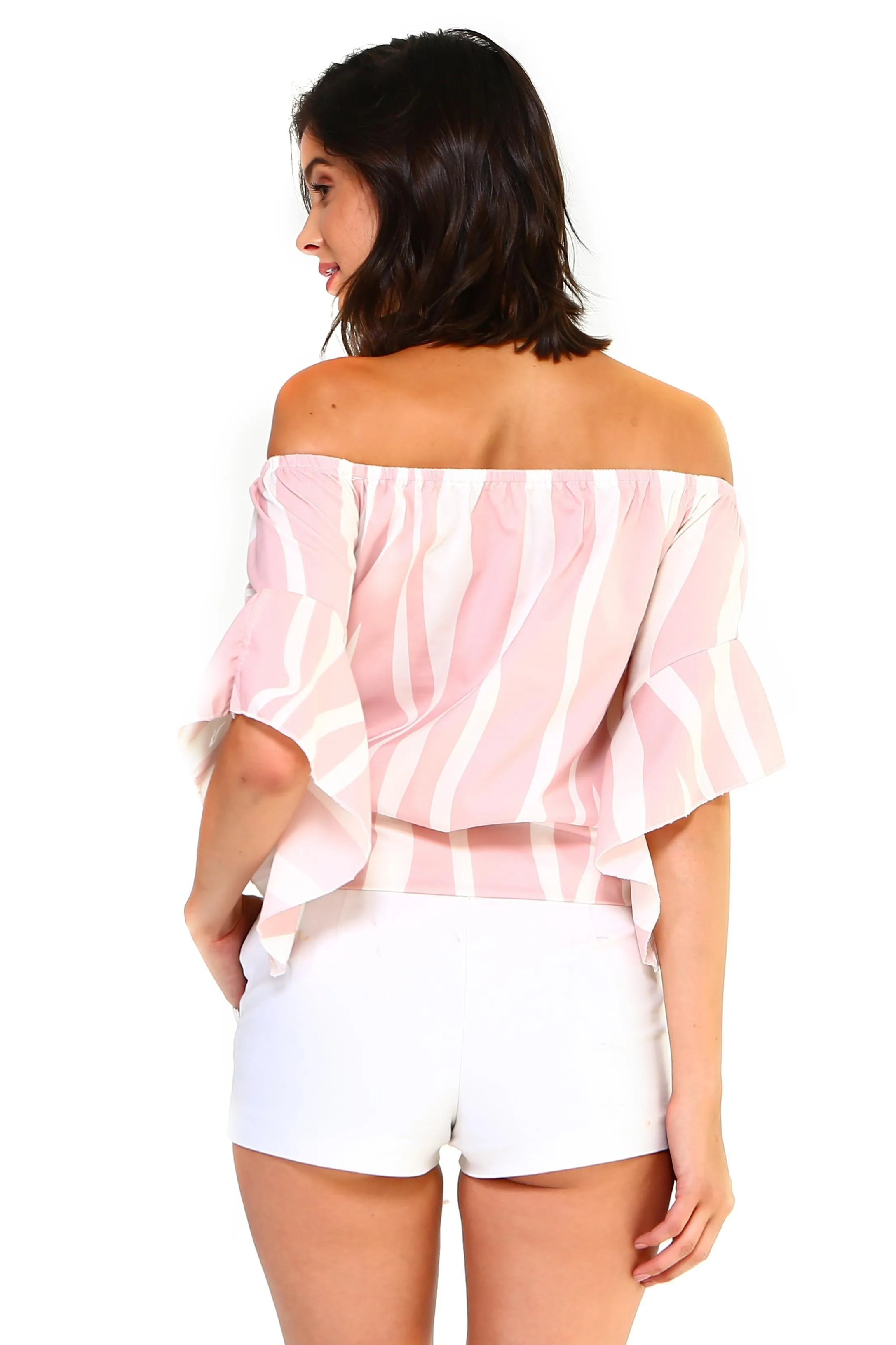 Women's Strapless Striped Bandage Blouse